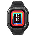 Army green rugged outdoor smart watch with 1.69-inch screen showing sports tracking display