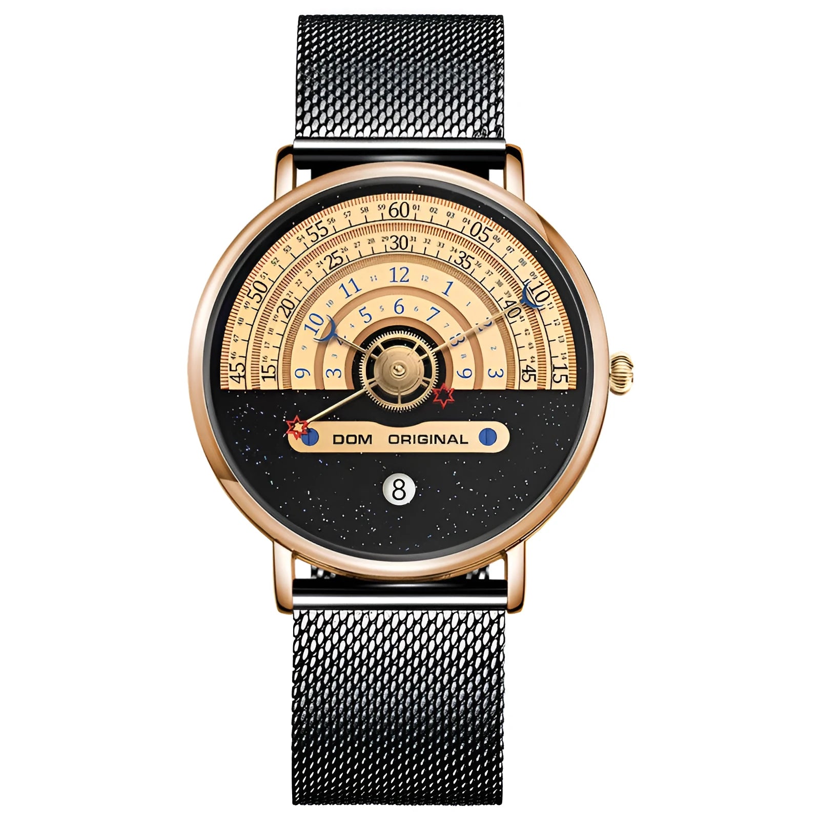M-1288 men's quartz sports watch with 40mm dial, alloy case, and stainless steel or leather strap
