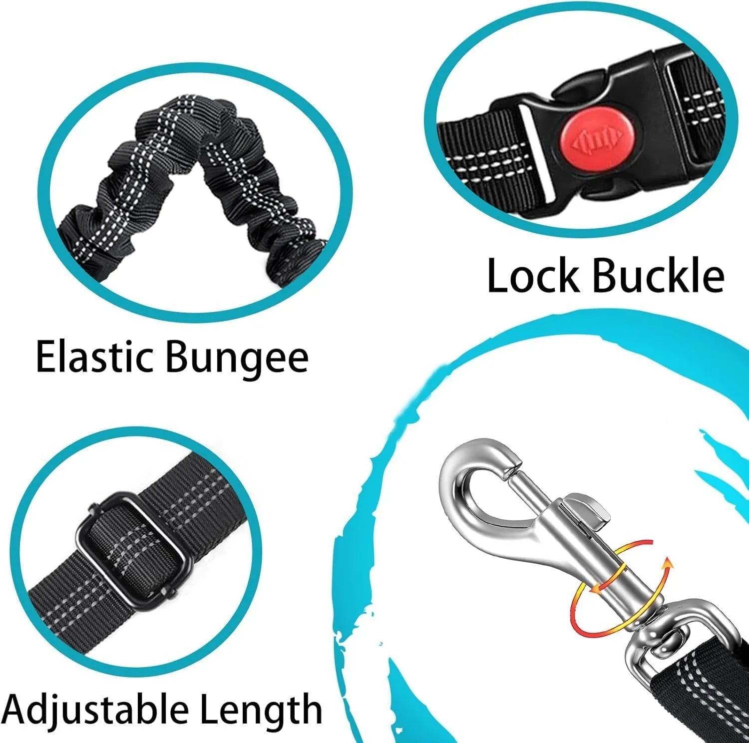 Nylon Retractable Dog Leash with Car Seatbelt Anti-pull Rope