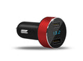 English Car Mobile Phone Charger dual USB ports compact 59x33mm PC hardware construction Blue Red Silver