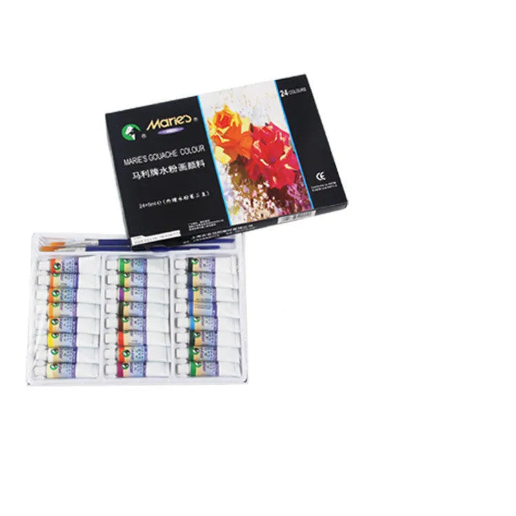 Marley gouache paint set showing 12ml tubes in 12, 18, or 24 colour options