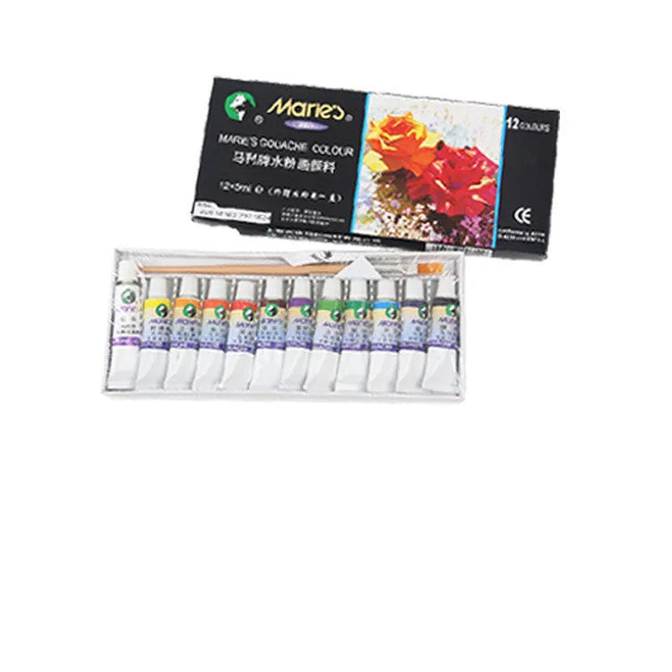 Marley gouache paint set showing 12ml tubes in 12, 18, or 24 colour options