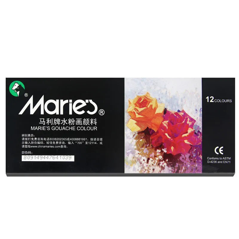 Marley gouache paint set showing 12ml tubes in 12, 18, or 24 colour options