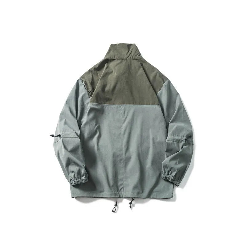 Men's Chinese Fashion Loose Cargo Jacket Casual Outerwear Cotton Blend Long Sleeves Straight Hem Army Green Black M L XL XXL