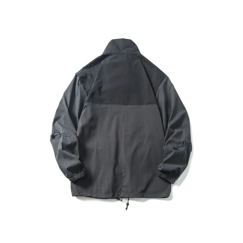 Men's Chinese Fashion Loose Cargo Jacket Casual Outerwear Cotton Blend Long Sleeves Straight Hem Army Green Black M L XL XXL