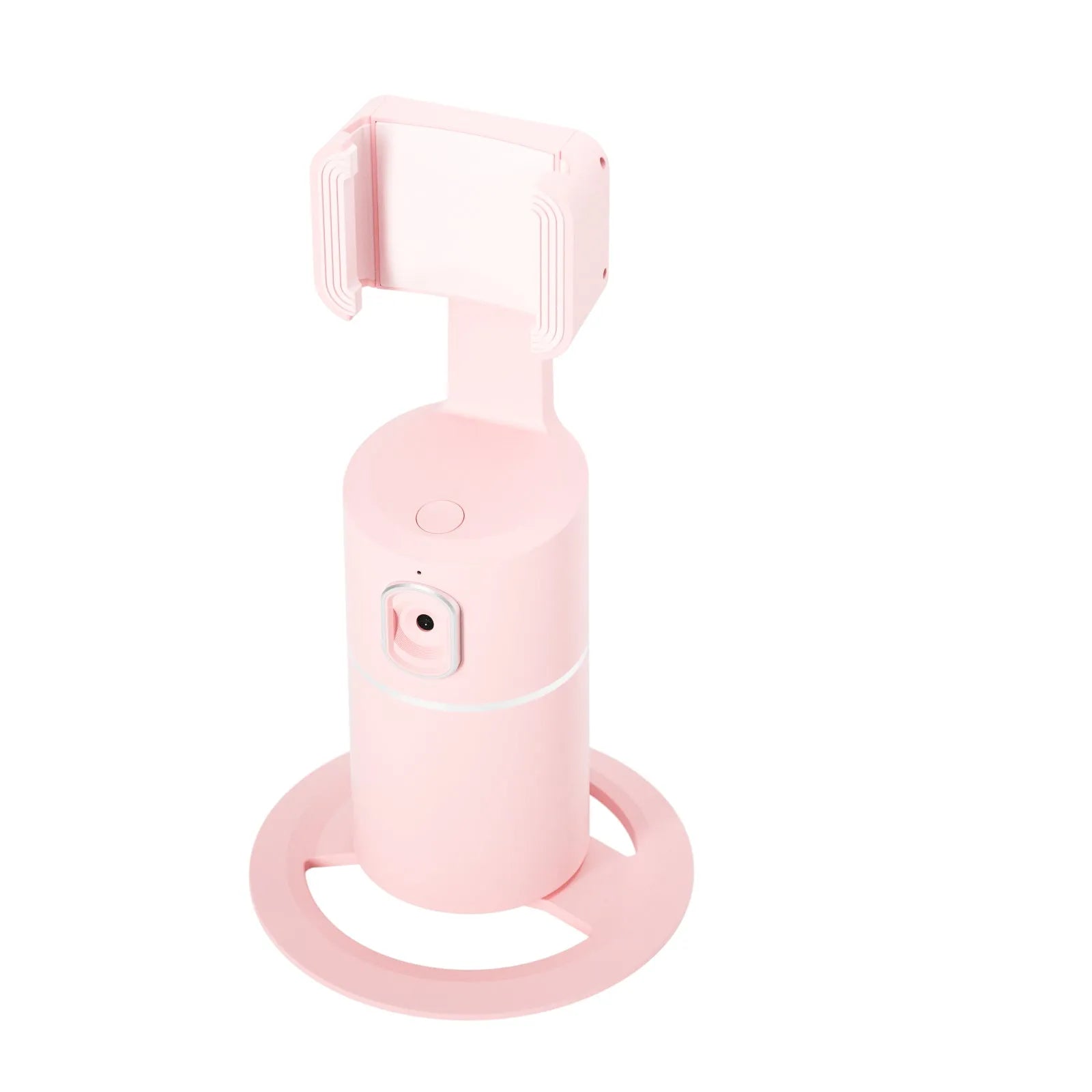 Smartphone tracking gimbal stabiliser with 360-degree rotation and clip installation in black, pink or white colours