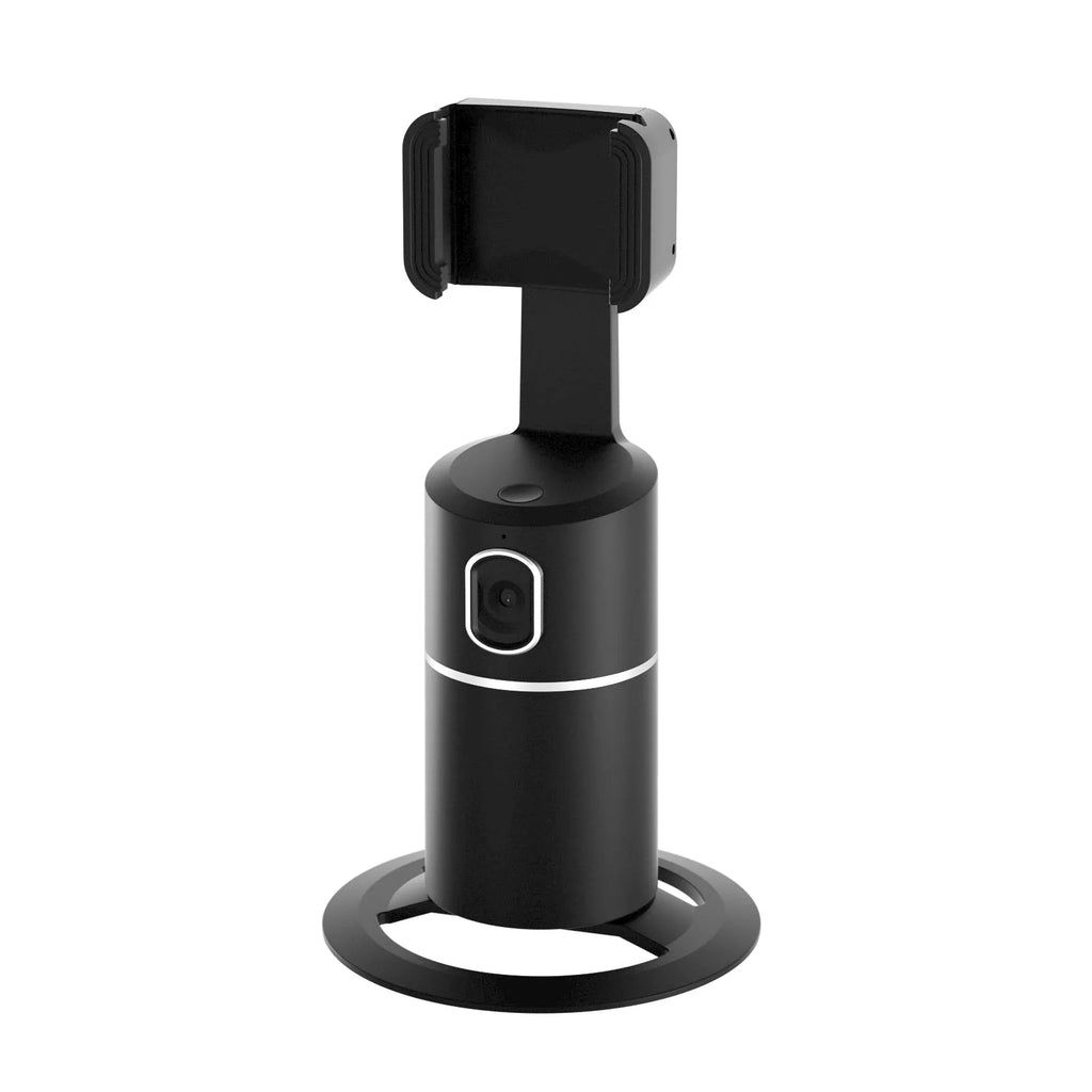 Smartphone tracking gimbal stabiliser with 360-degree rotation and clip installation in black, pink or white colours