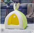 Soft grey cloth cat house villa pet bed for small dogs and cats, shown in a medium size.