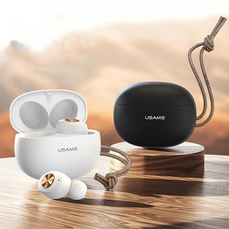 Pebble Series wireless Bluetooth TWS earbuds in charging case, shown in black, dark green, and white colour options.