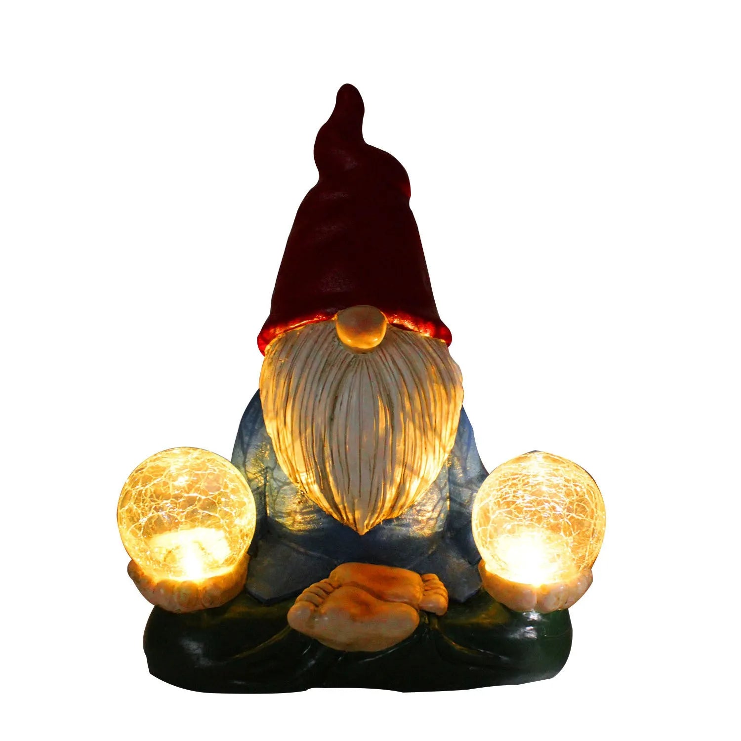 Solar LED resin dwarf doll garden ornament measuring 27x20cm with faceless old man design