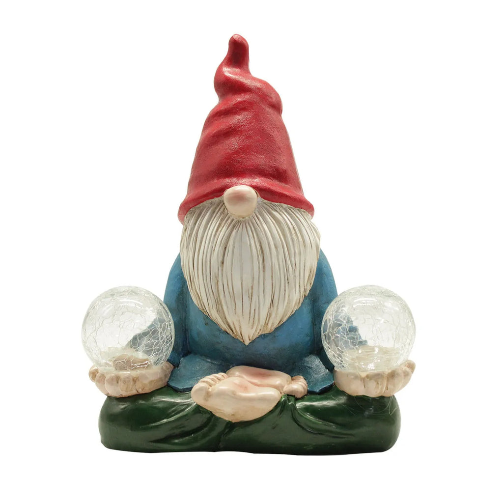 Solar LED resin dwarf doll garden ornament measuring 27x20cm with faceless old man design
