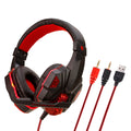 Wired gaming headset with LED lights, braided cable, and tanned leather ear cups for PC and PS4