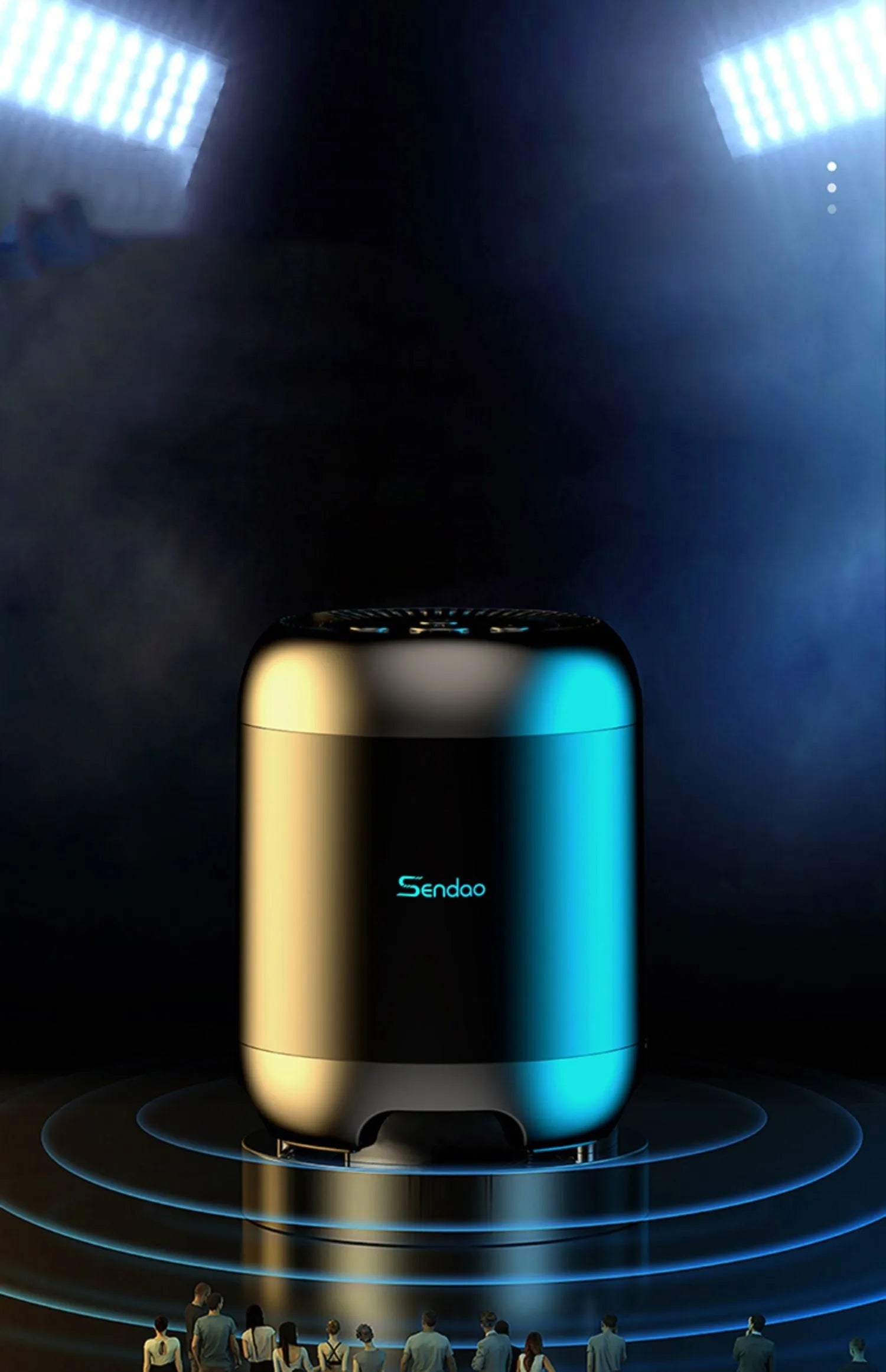 Compact black or white Bluetooth subwoofer speaker with card reader measuring 90x73x73mm