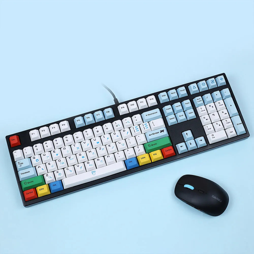 PlayStation themed blue and white mechanical keyboard keycap set for Cherry MX switches.