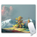 Custom printed cloth mouse pad with non-slip rubber base, shown with design options A through H.