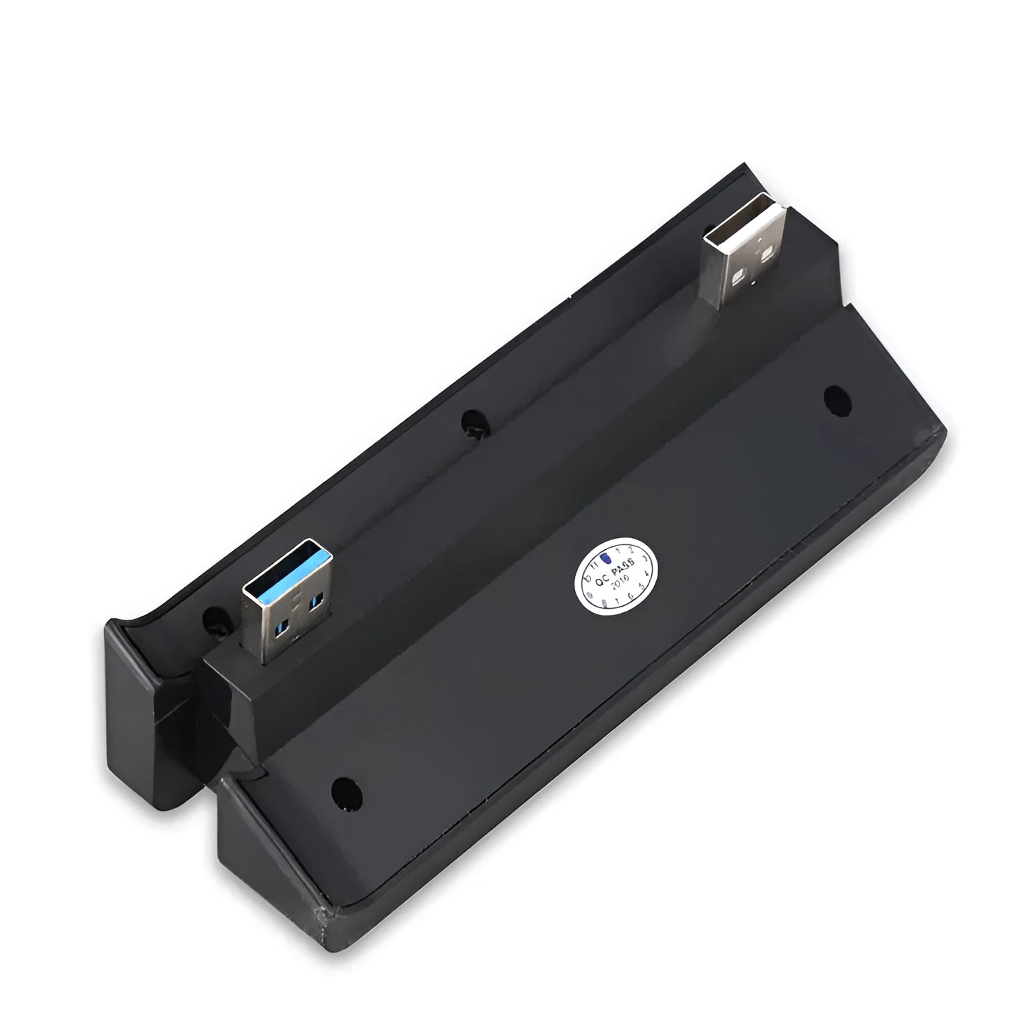 Black PS4 Slim USB hub extender with multiple ports for console expansion