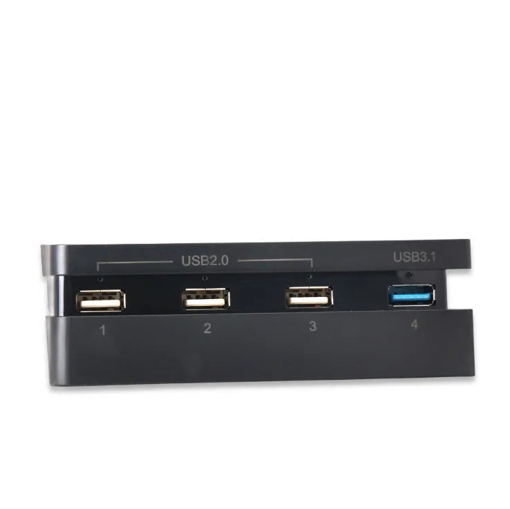 Black PS4 Slim USB hub extender with multiple ports for console expansion