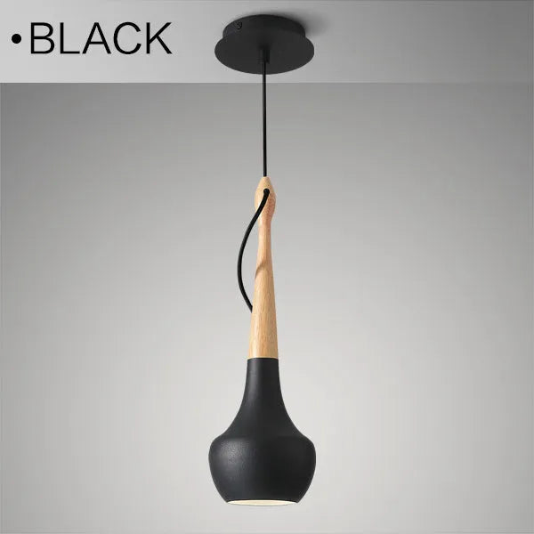 Postmodern minimalist LED dining room chandelier in black finish, 110mm diameter, 350mm height