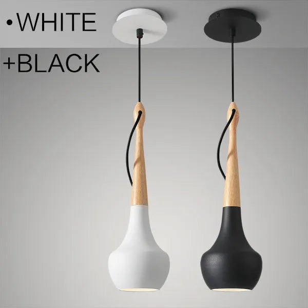Postmodern minimalist LED dining room chandelier in black finish, 110mm diameter, 350mm height