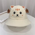 Children's cotton fisherman hat with kitten and frog print, 48cm, in orange