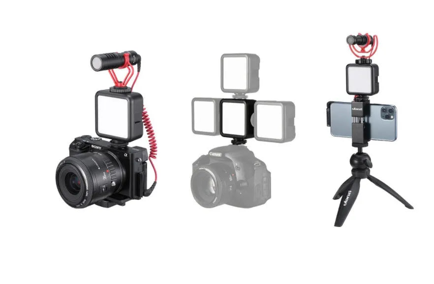 Mini LED photography light with built-in lithium battery, 6W 5500K, dimmable, 10.5x8x4 cm, black colour