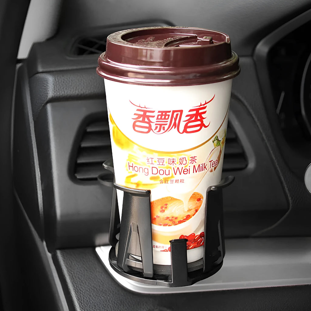 Black ABS universal car air vent beverage holder in colour box packaging