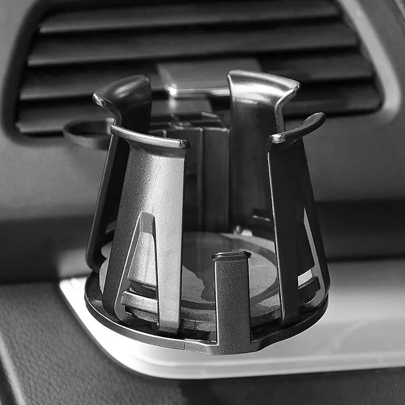 Black ABS universal car air vent beverage holder in colour box packaging