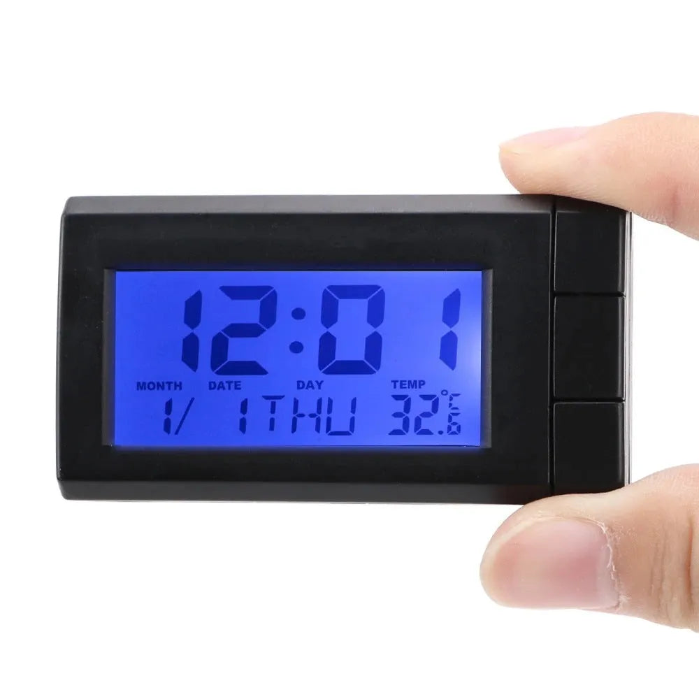CT66 multifunction car electronic clock with blue backlight, compact 72mm size for dashboard