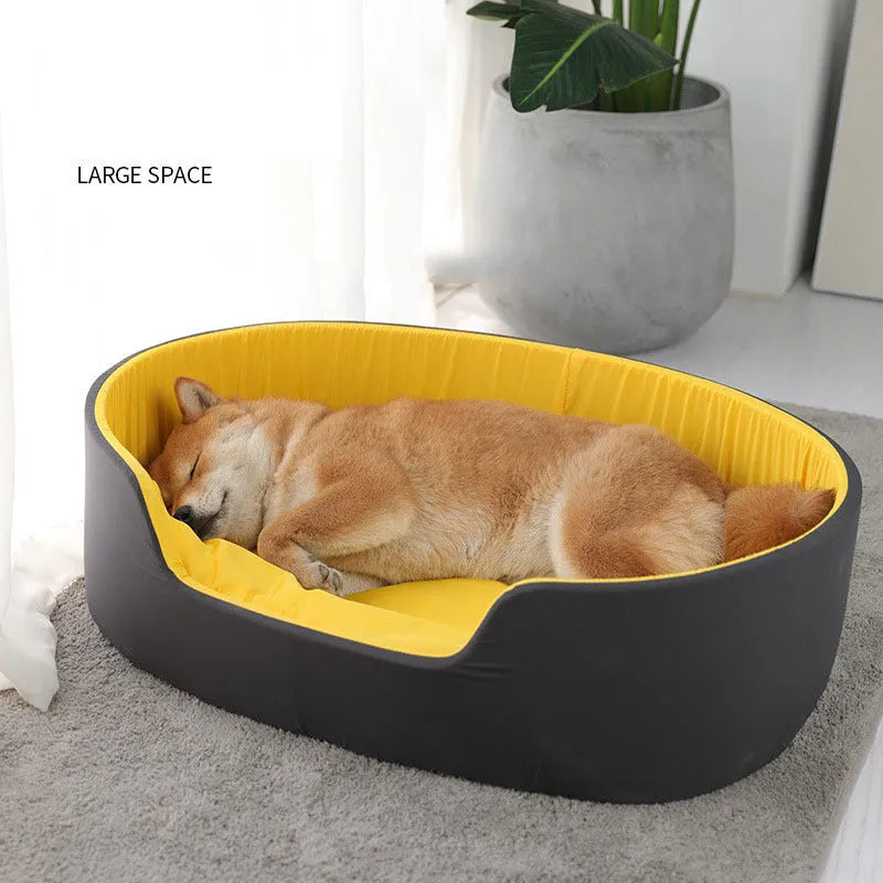 Washable cloth pet kennel for dogs and cats in black or green, shown in small, medium, and large sizes.