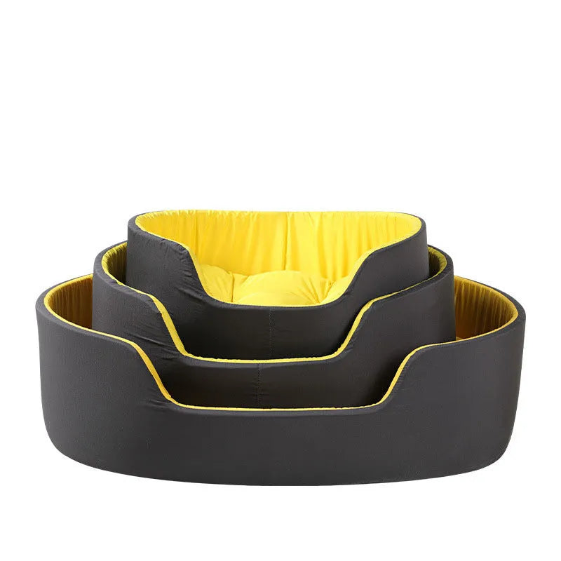 Washable cloth pet kennel for dogs and cats in black or green, shown in small, medium, and large sizes.