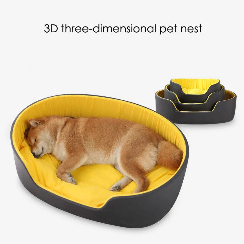 Washable cloth pet kennel for dogs and cats in black or green, shown in small, medium, and large sizes.