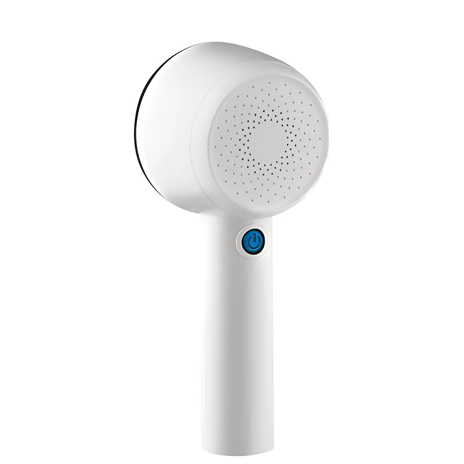 White rechargeable clothes shaver and beater on a plain background.