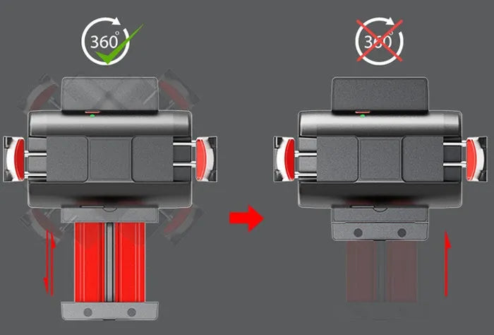 Aluminium alloy video stabiliser tripod extended to full length with phone clamp adjusted for iPhone compatibility