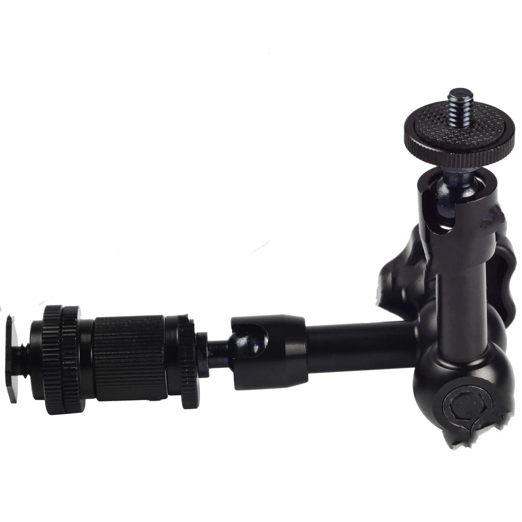 Black metal 7-inch magic friction arm with ball heads and camera mount for DSLR accessories