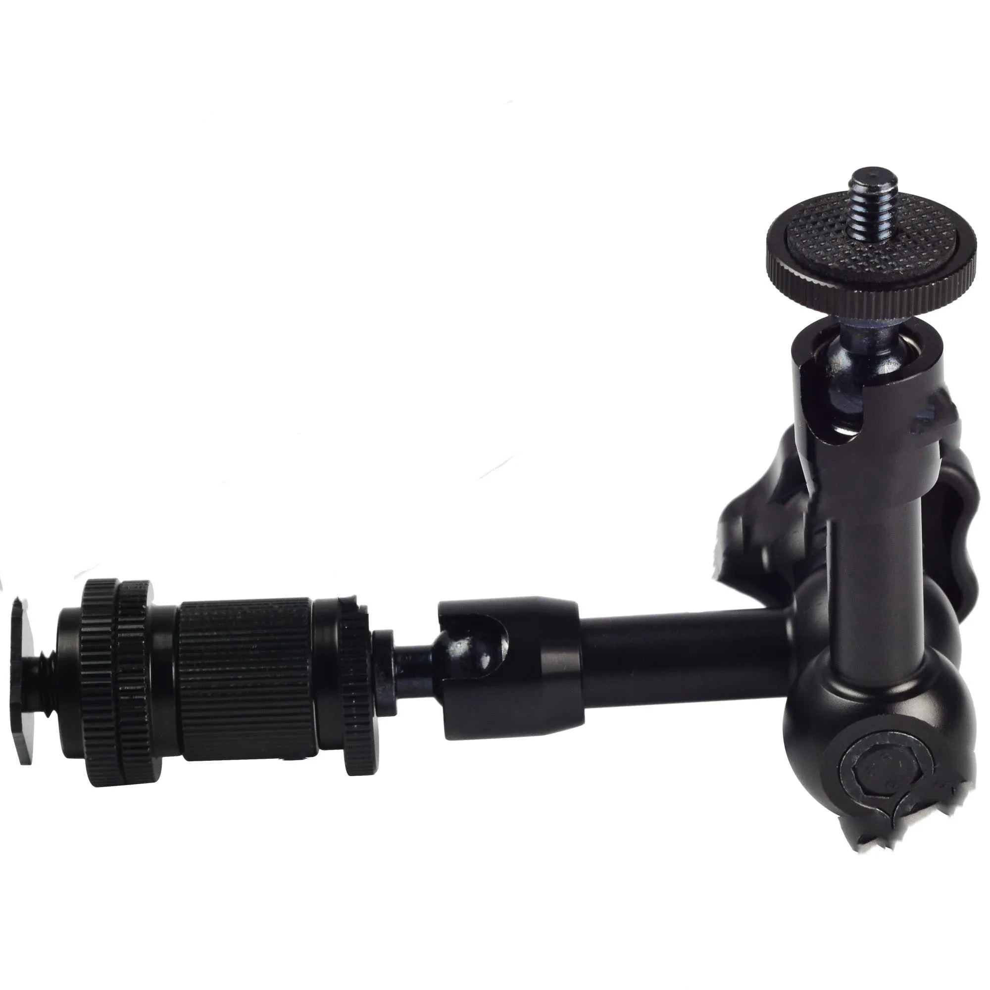 Black metal 7-inch magic friction arm with ball heads and camera mount for DSLR accessories