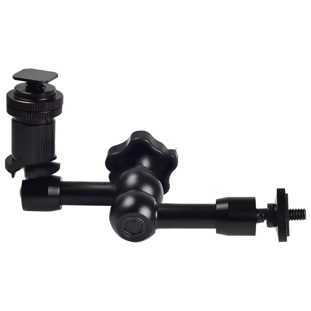 Black metal 7-inch magic friction arm with ball heads and camera mount for DSLR accessories