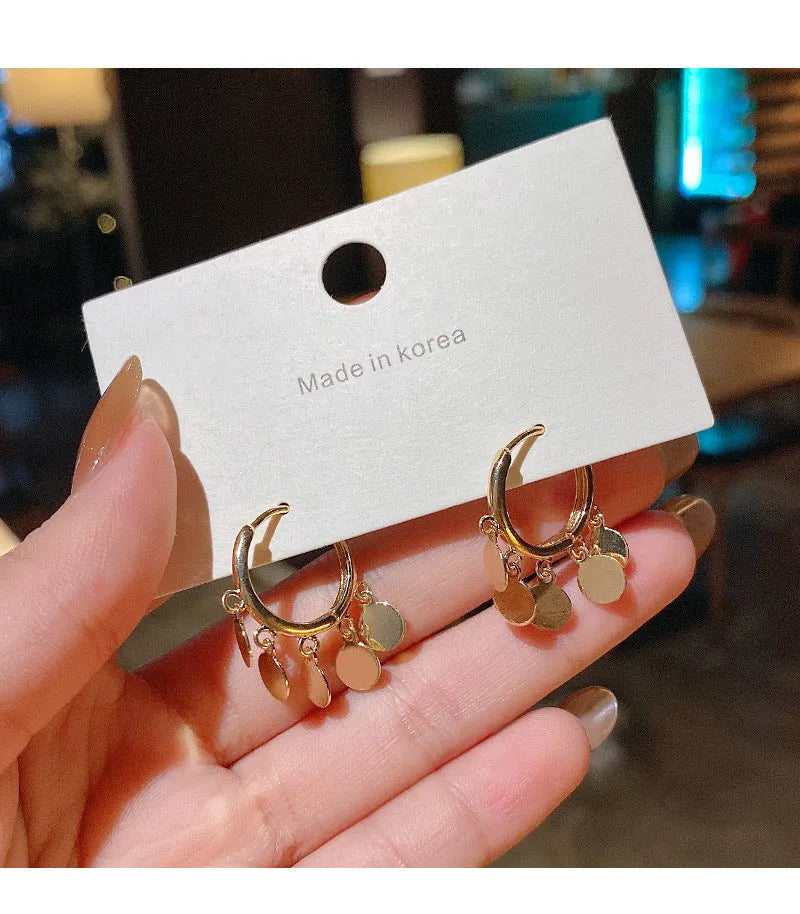 Mini Wafer Earrings round geometric copper plating 925 silver size 2.5cm by 2.0cm
