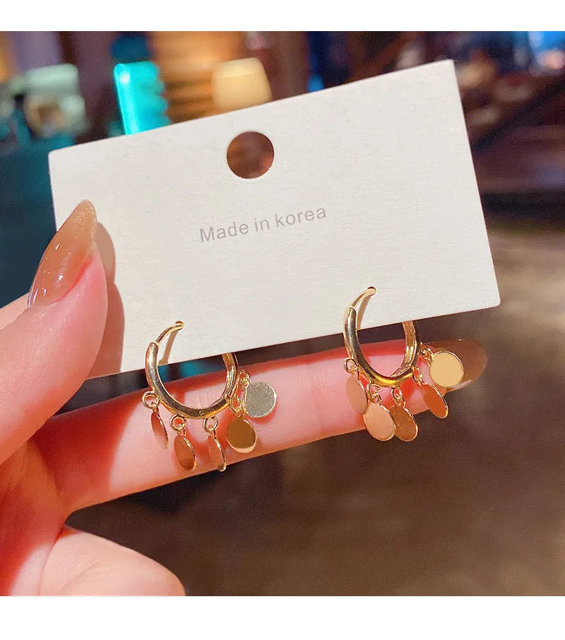 Mini Wafer Earrings round geometric copper plating 925 silver size 2.5cm by 2.0cm