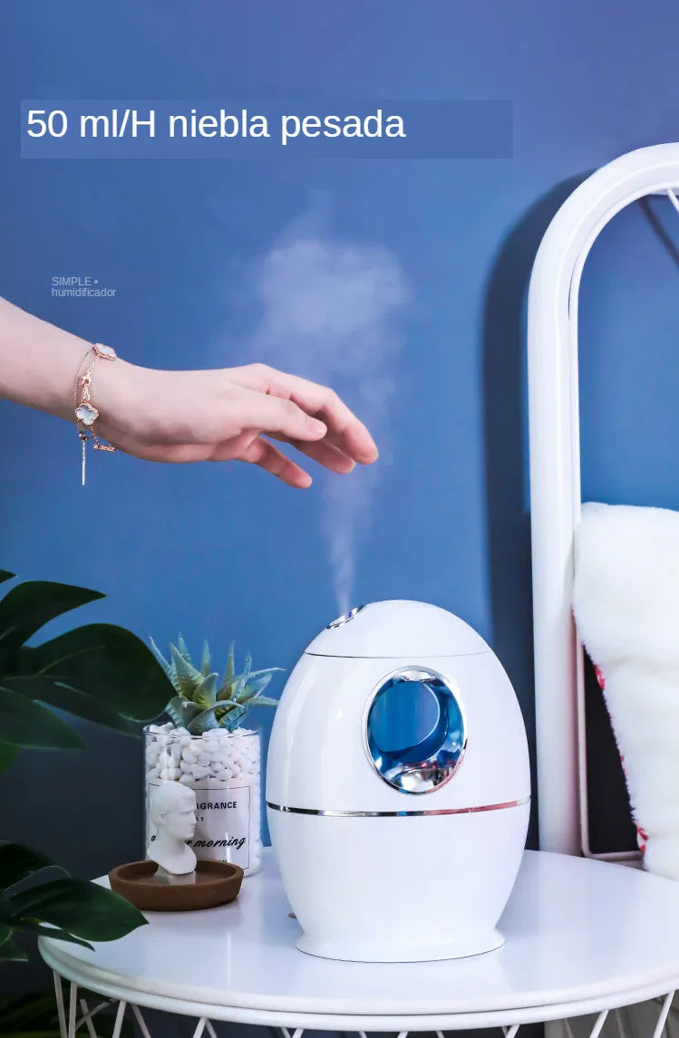 White round USB-powered aromatherapy humidifier with 800ml water tank and 36dB quiet operation
