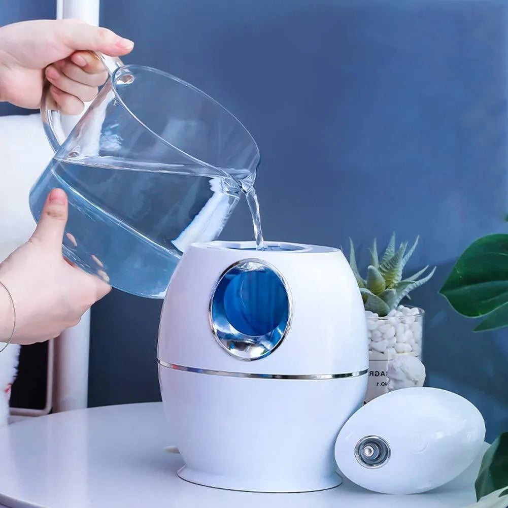 White round USB-powered aromatherapy humidifier with 800ml water tank and 36dB quiet operation