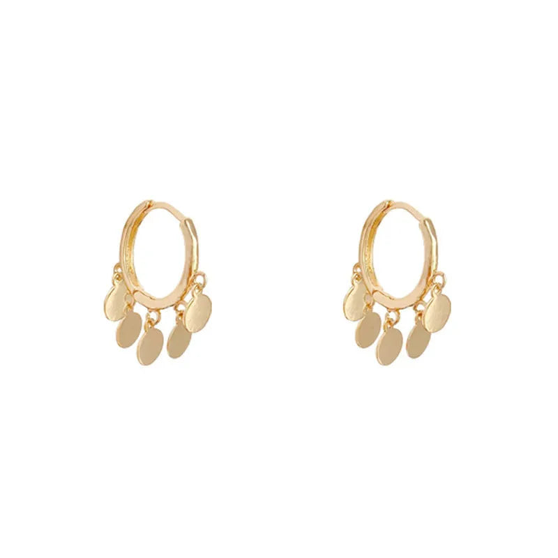 Mini Wafer Earrings round geometric copper plating 925 silver size 2.5cm by 2.0cm