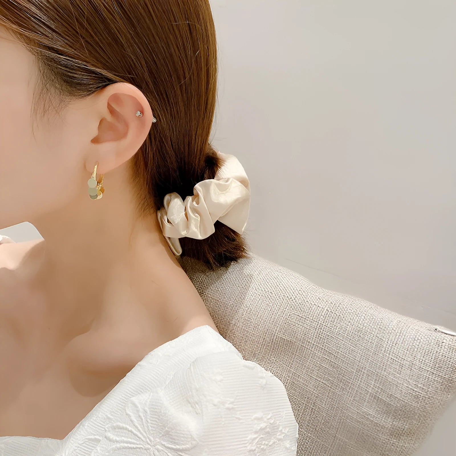 Mini Wafer Earrings round geometric copper plating 925 silver size 2.5cm by 2.0cm