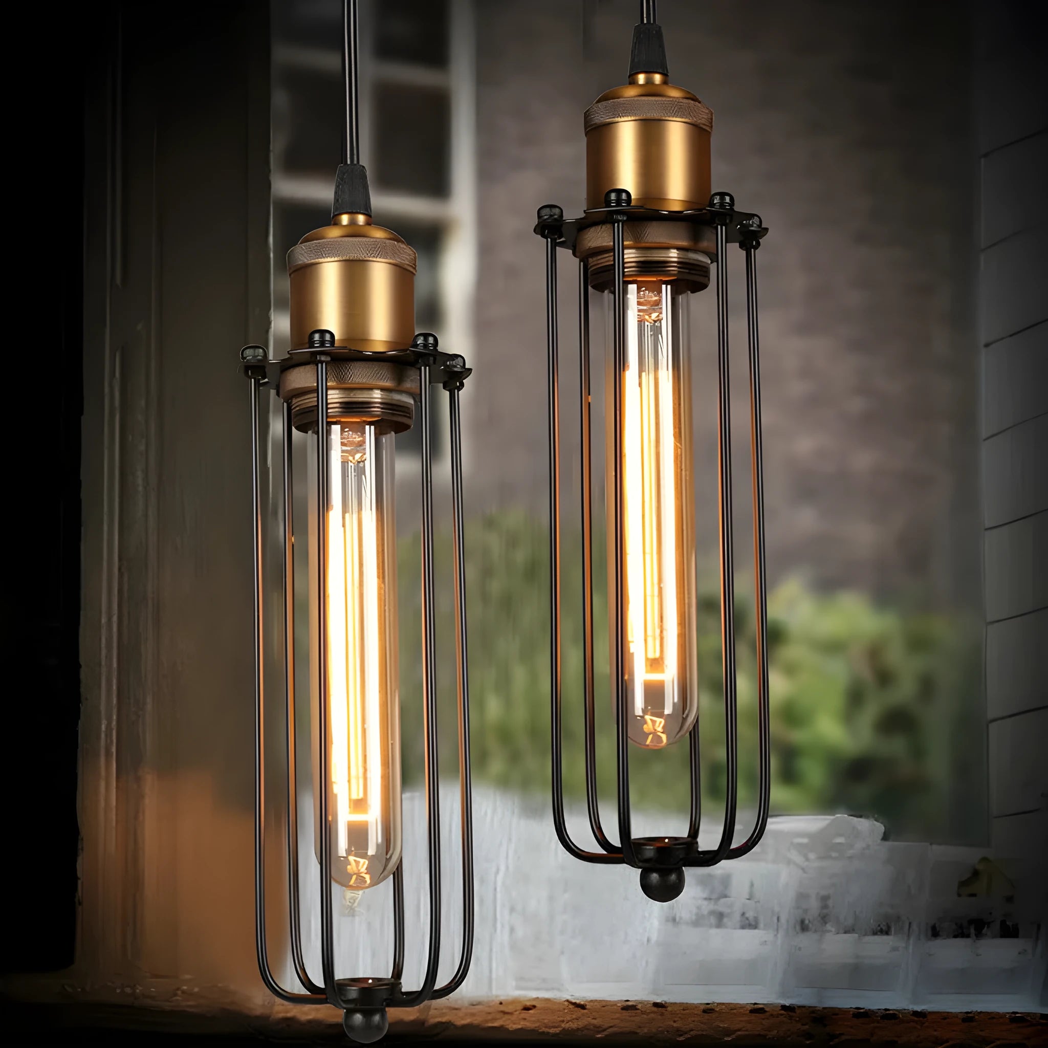 Brown iron gladiator-style Nordic retro chandelier hanging from a ceiling.