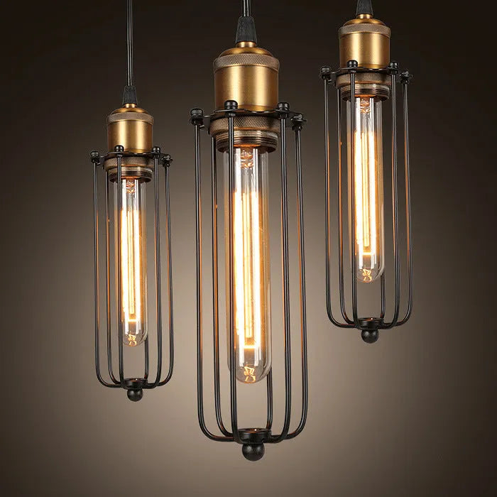Brown iron gladiator-style Nordic retro chandelier hanging from a ceiling.