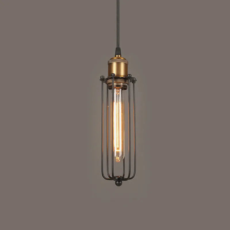 Brown iron gladiator-style Nordic retro chandelier hanging from a ceiling.