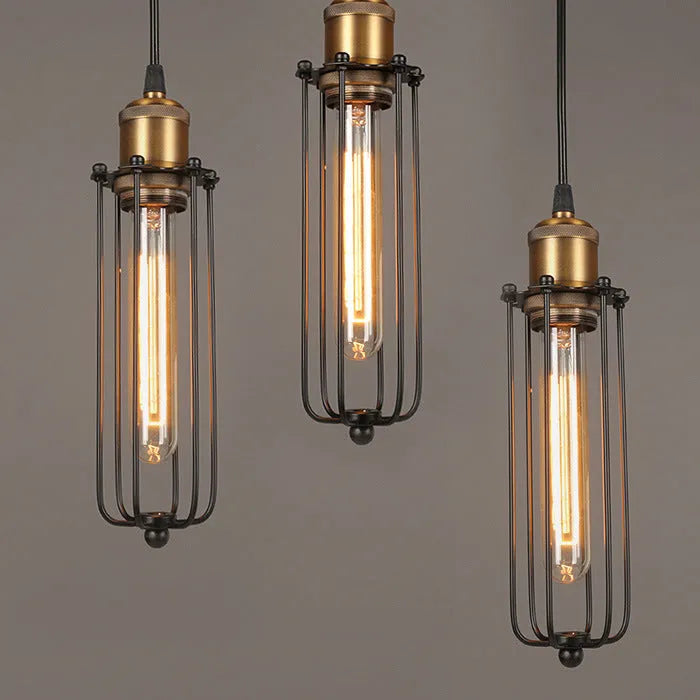 Brown iron gladiator-style Nordic retro chandelier hanging from a ceiling.