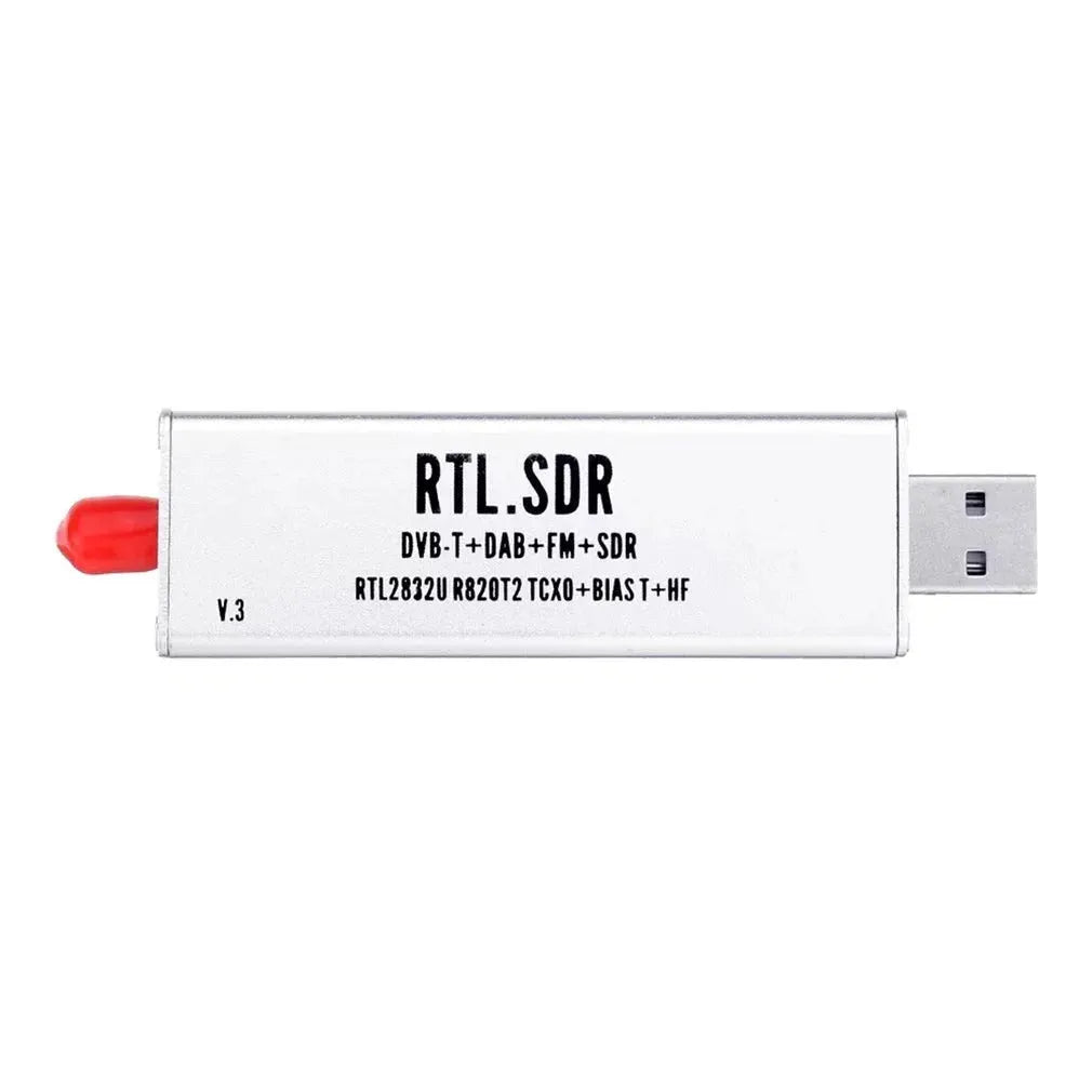 Black metal A300U software-defined radio receiver with golden SMA connector for 25-1700MHz coverage