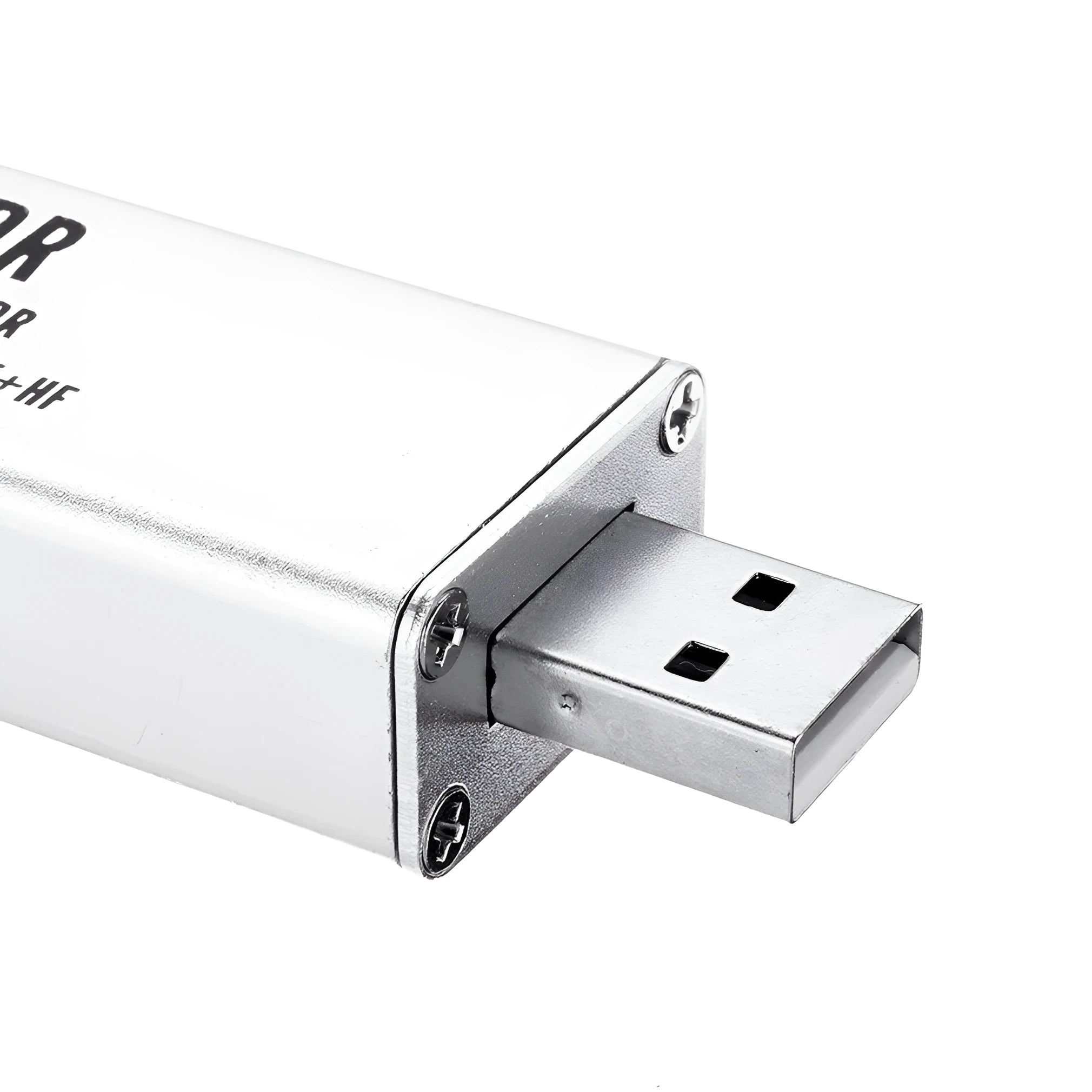 Black metal A300U software-defined radio receiver with golden SMA connector for 25-1700MHz coverage
