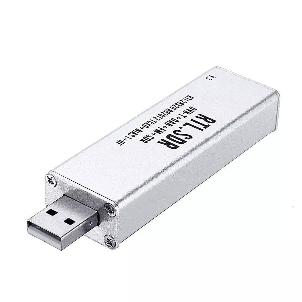 Black metal A300U software-defined radio receiver with golden SMA connector for 25-1700MHz coverage