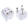 Square three plug power adapter with UK plug socket and international plug pins